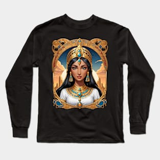 Cleopatra Queen of Egypt retro vintage floral design Long Sleeve T-Shirt